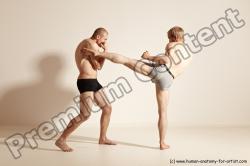 Underwear Martial art Man - Man White Moving poses Slim Short Blond Dynamic poses Academic